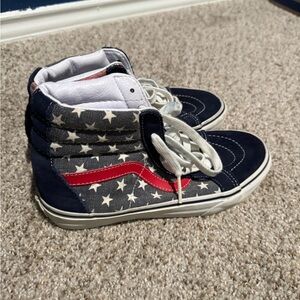Men’s 4.5 womens 6. American flag vans. Worn twice